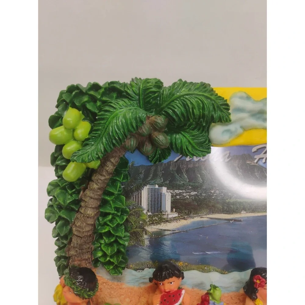 Hawaii Aloha Resin 3D Picture Frame Memories Chiefly Co Palm Trees Fruit